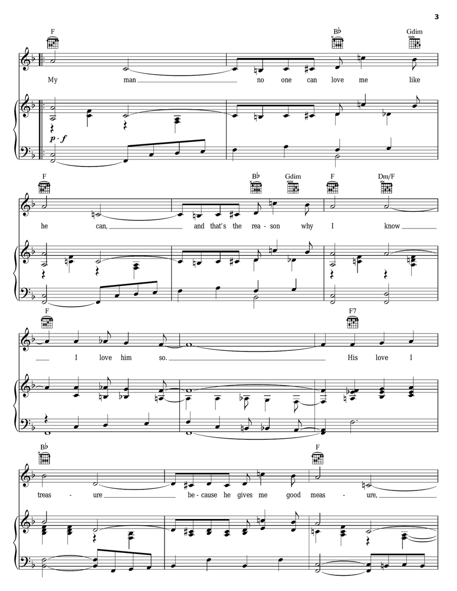 My Man Piano, Vocal, Guitar scores gallery preview page 3