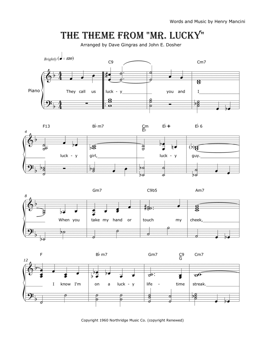 Mr. Lucky Mr. Lucky Voice scores gallery preview page 1