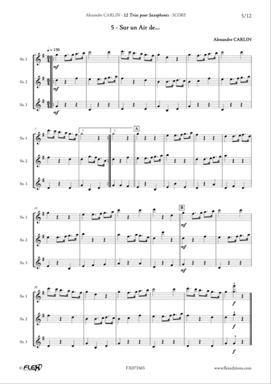 12 Saxophone Trio Woodwind Trio scores gallery preview page 6