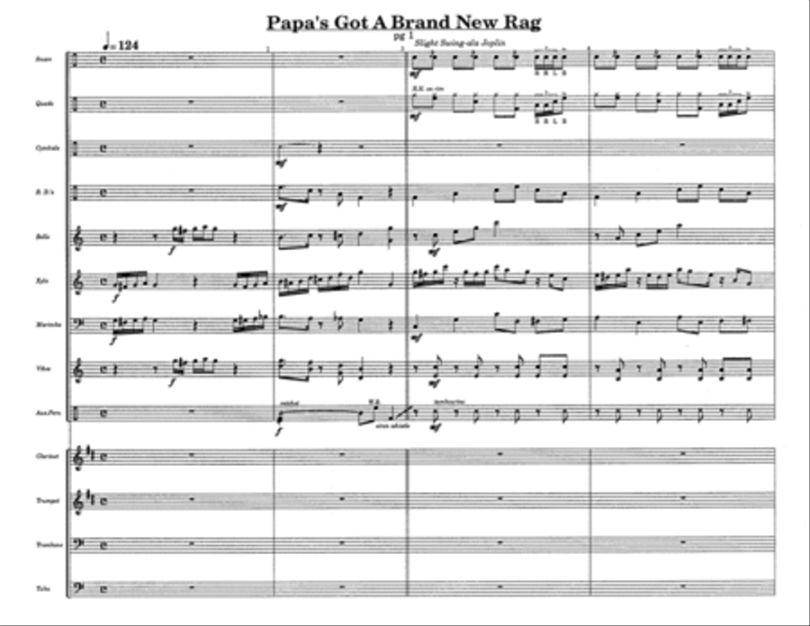Papa's Got A Brand New Rag w/Tutor Tracks Percussion Ensemble scores gallery preview page 3
