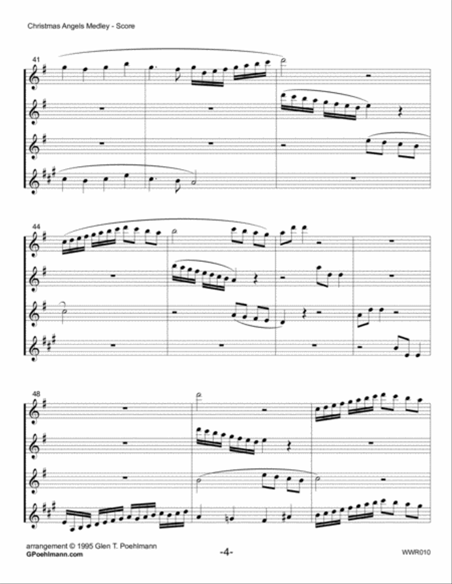 CHRISTMAS ANGELS MEDLEY - WOODWIND QUARTET (3 carol medley) Woodwind Quartet scores gallery preview page 4