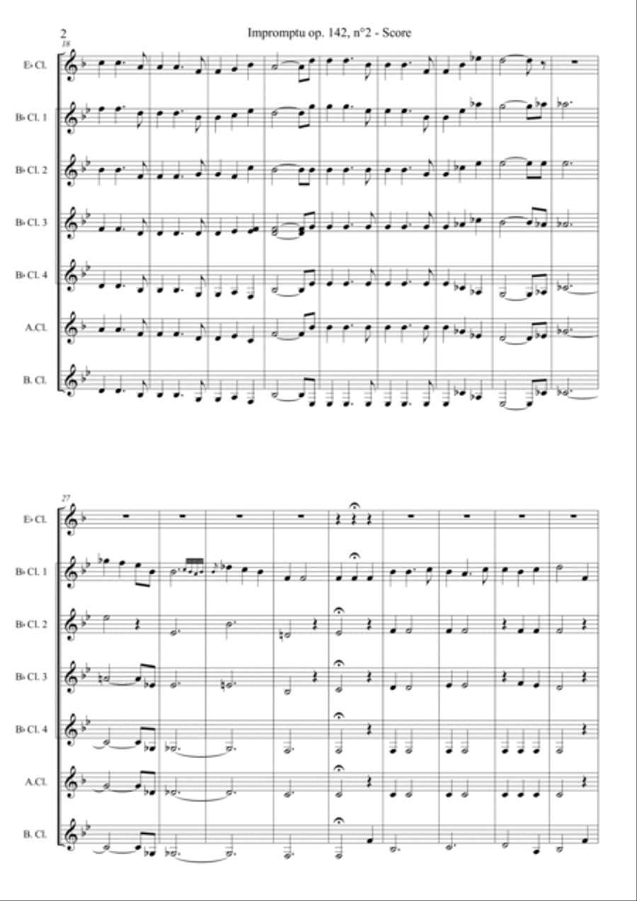 Impromptu op. 142, n° 2 Woodwind Ensemble scores gallery preview page 2
