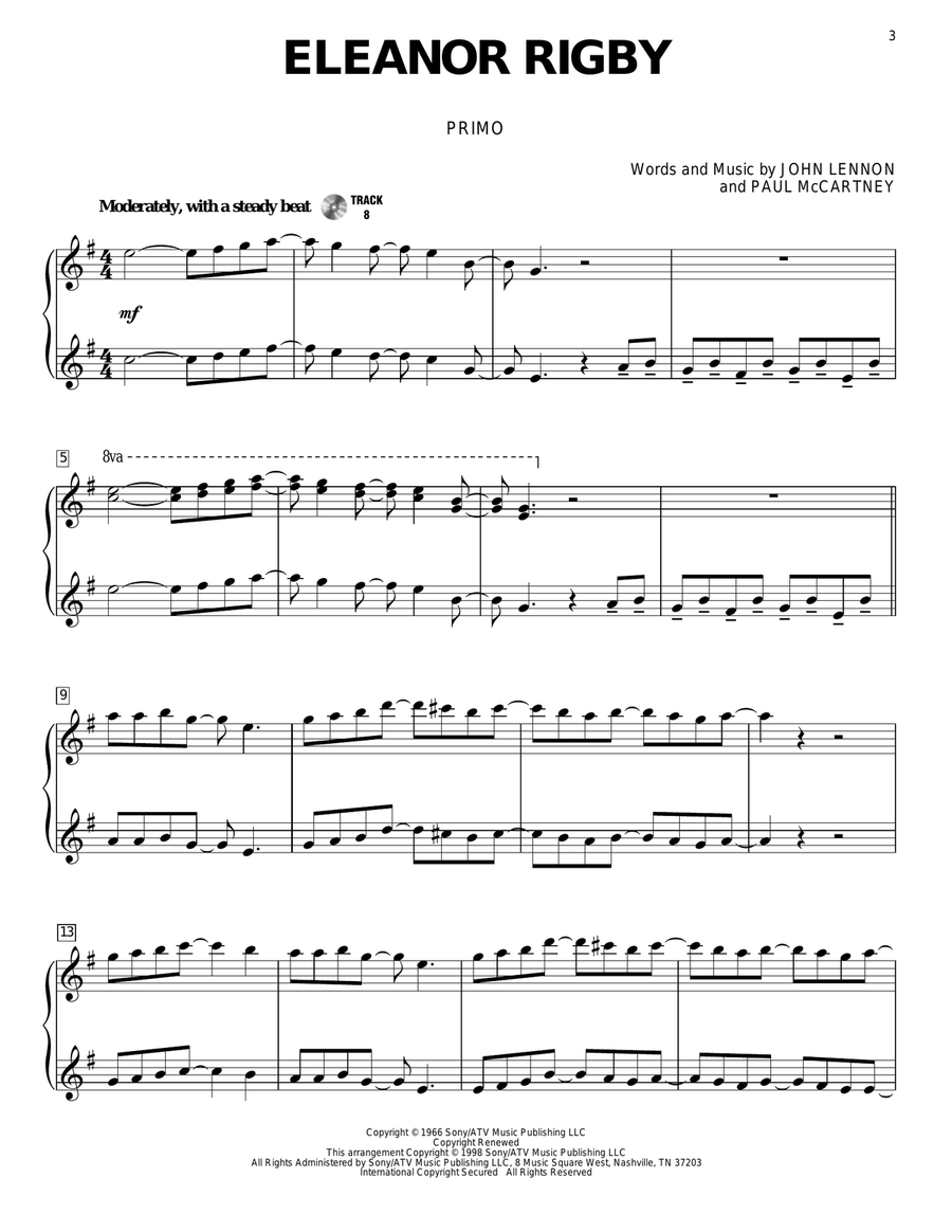 Eleanor Rigby Piano Duet scores gallery preview page 2