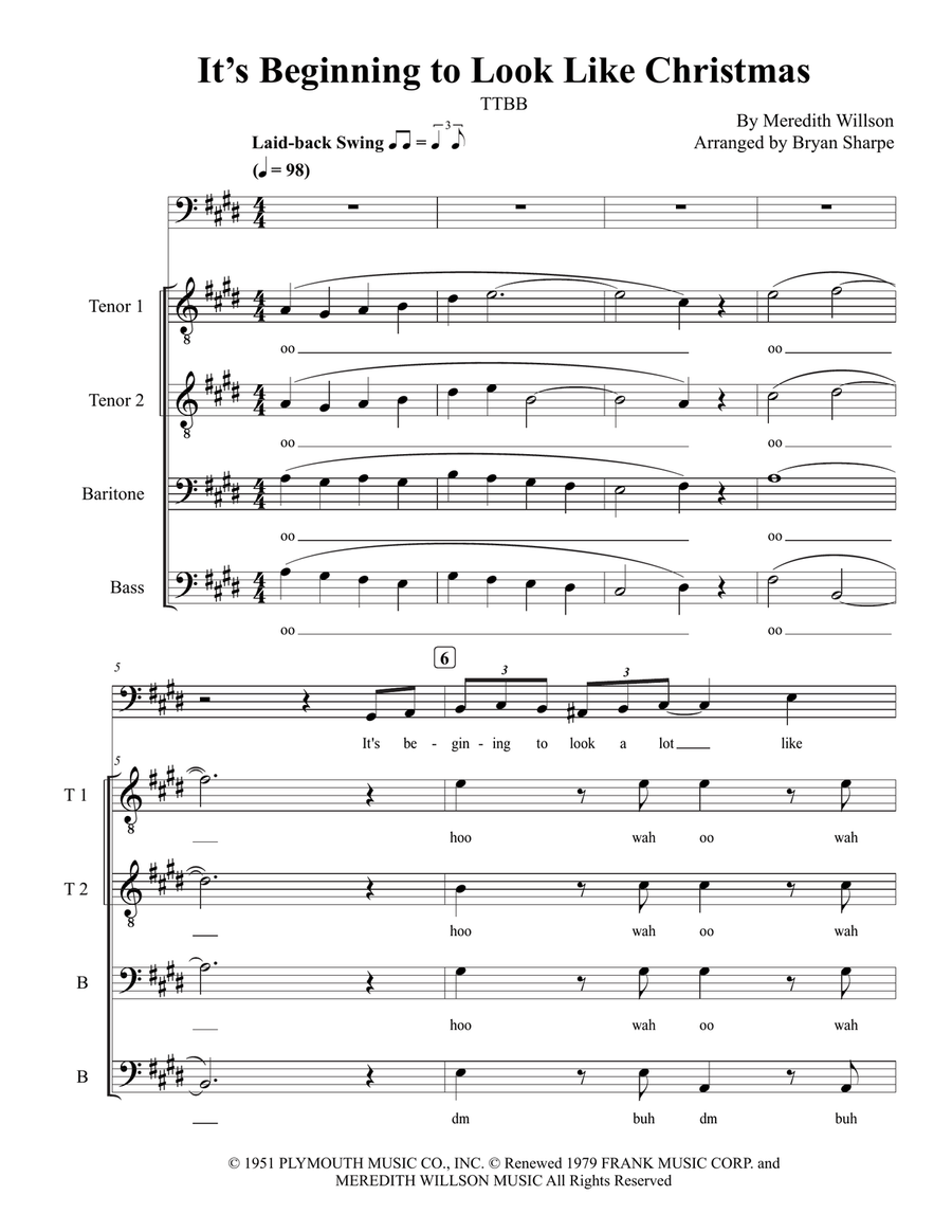 It's Beginning To Look Like Christmas TTBB scores gallery preview page 1