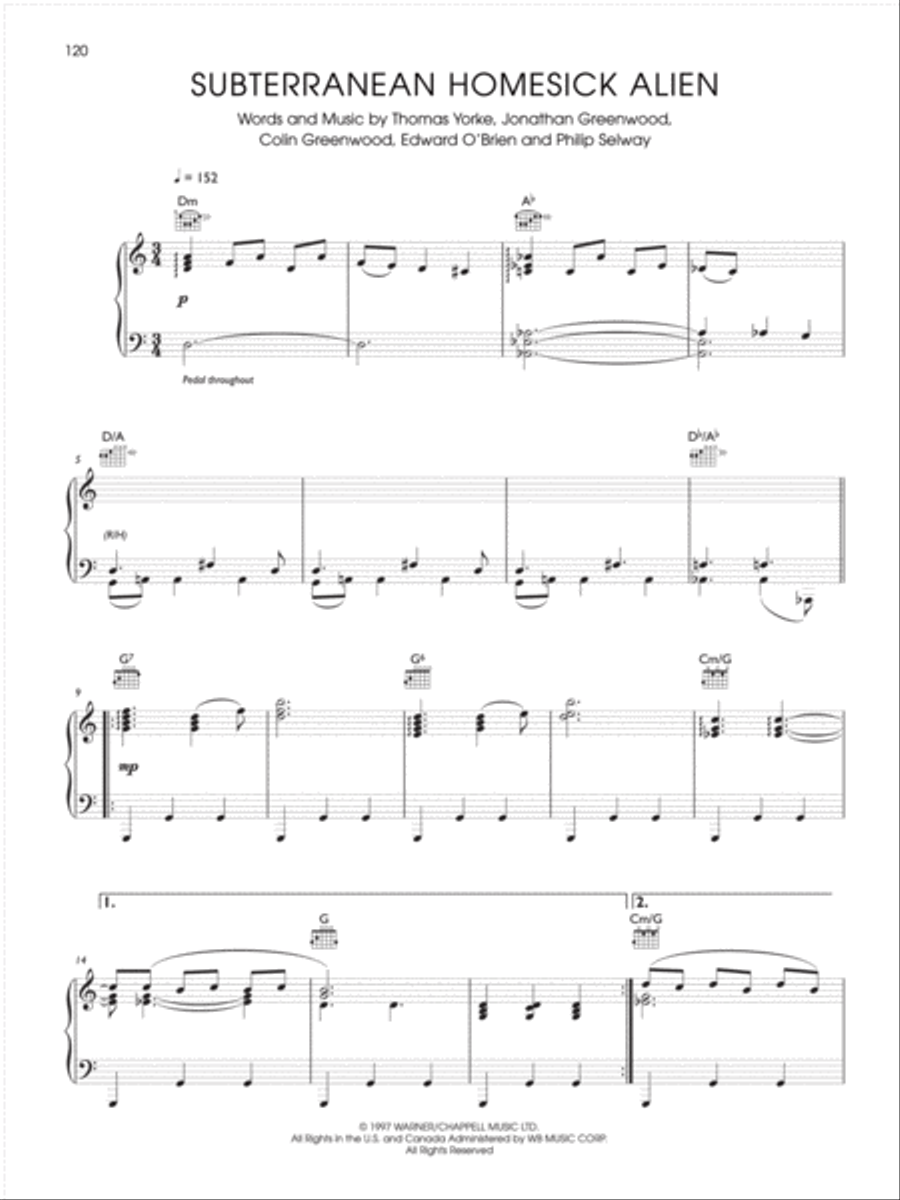 Subterranean Homesick Alien Piano, Vocal, Guitar scores gallery preview page 1