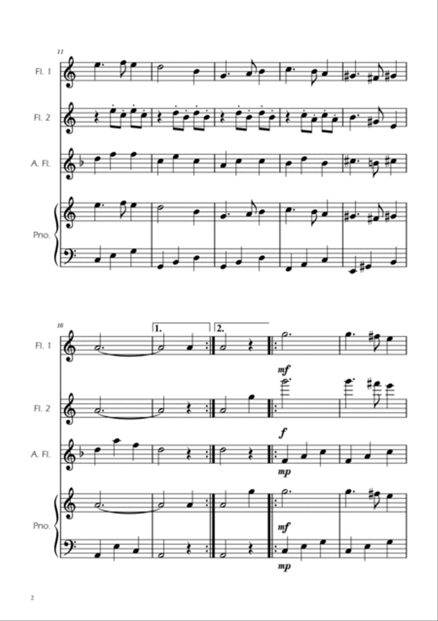 Greensleeves - Flute Trio w/ Piano Woodwind Trio scores gallery preview page 2