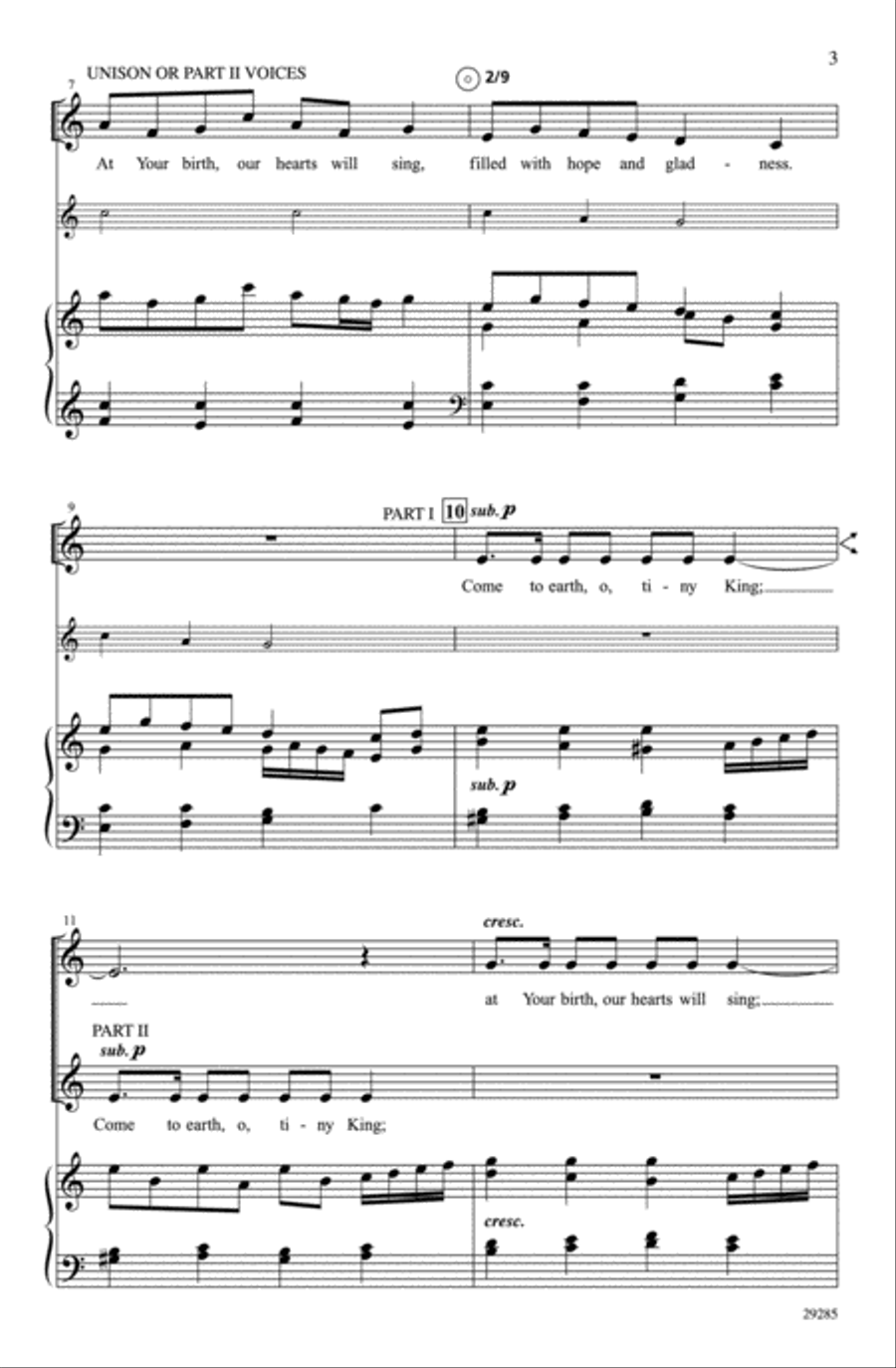 Come to Earth, O Tiny King Unison Choir scores gallery preview page 3