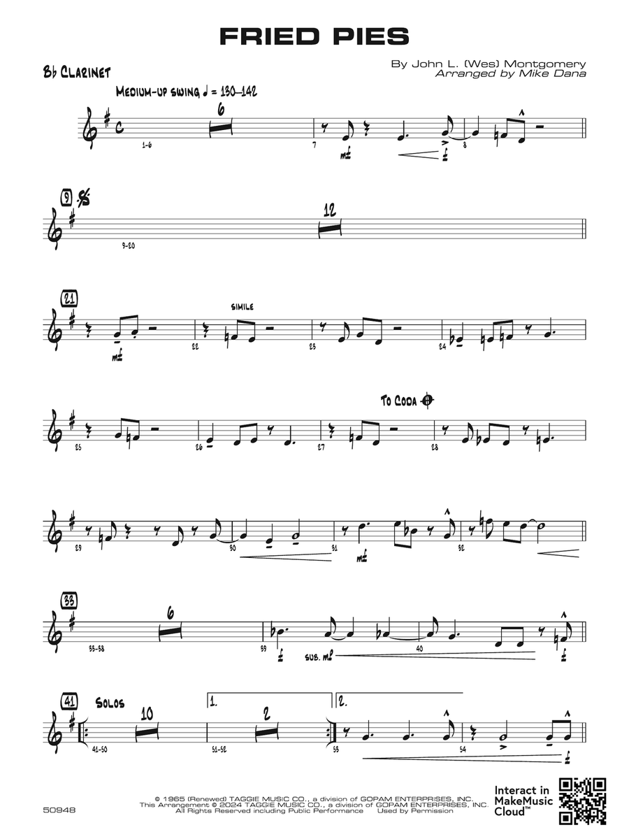 Fried Pies: 1st B-flat Clarinet B-Flat Clarinet scores gallery preview page 1