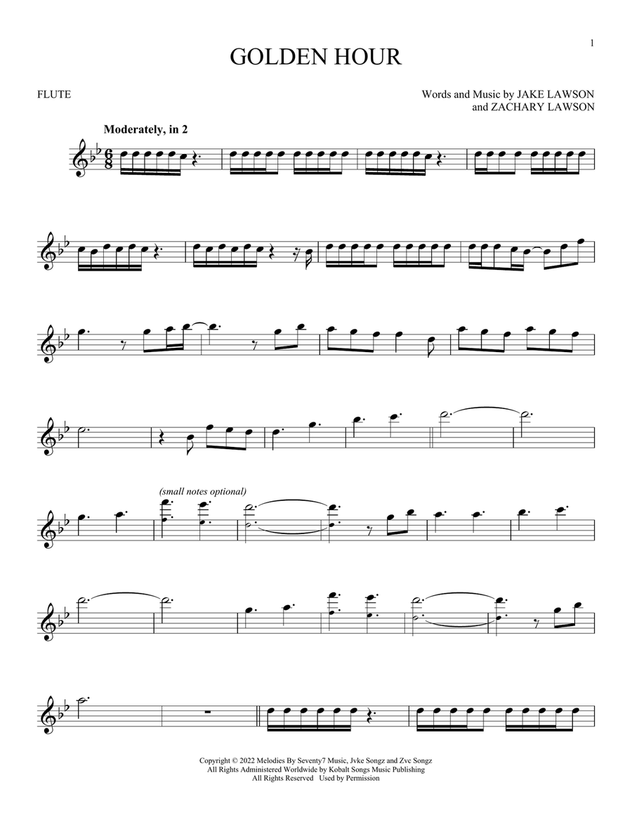 Golden Hour Golden Hour Flute Solo scores gallery preview page 1