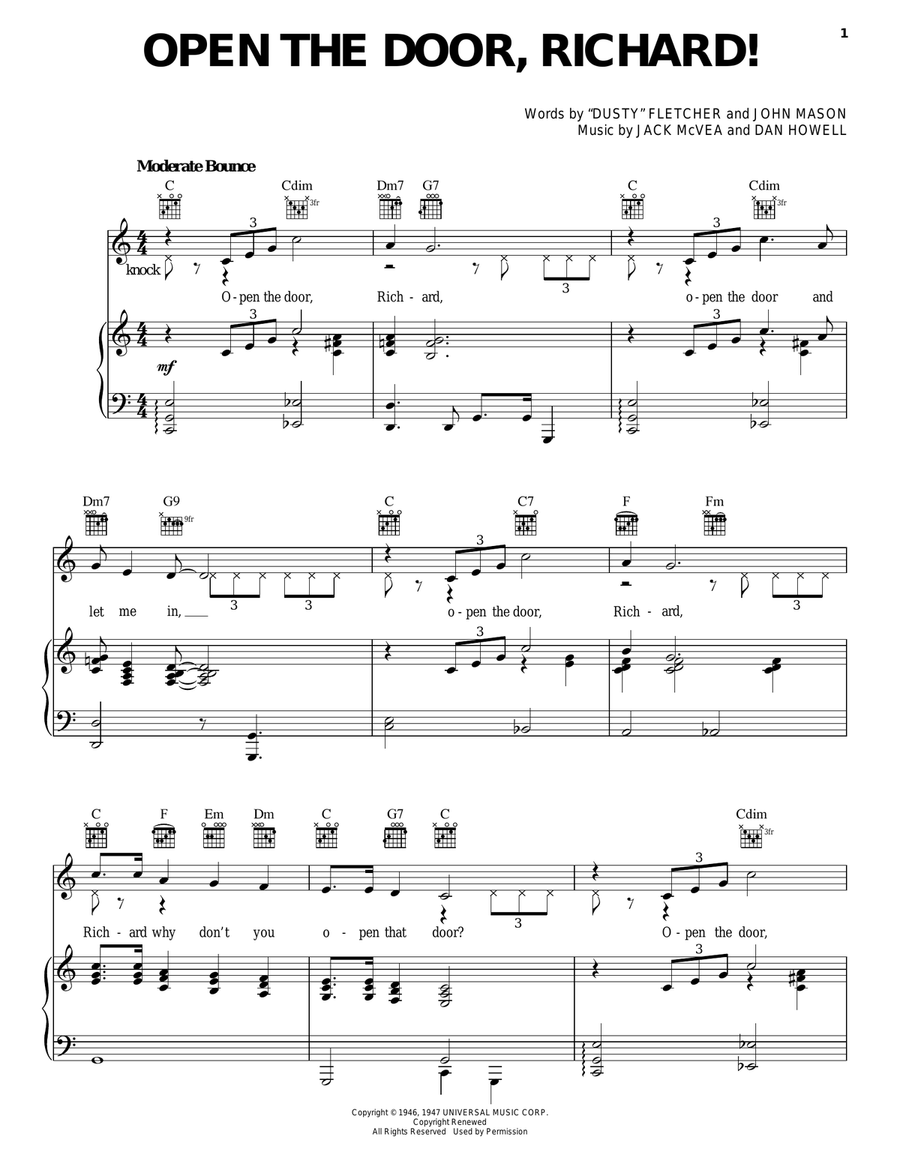 Open The Door, Richard! Guitar scores gallery preview page 1