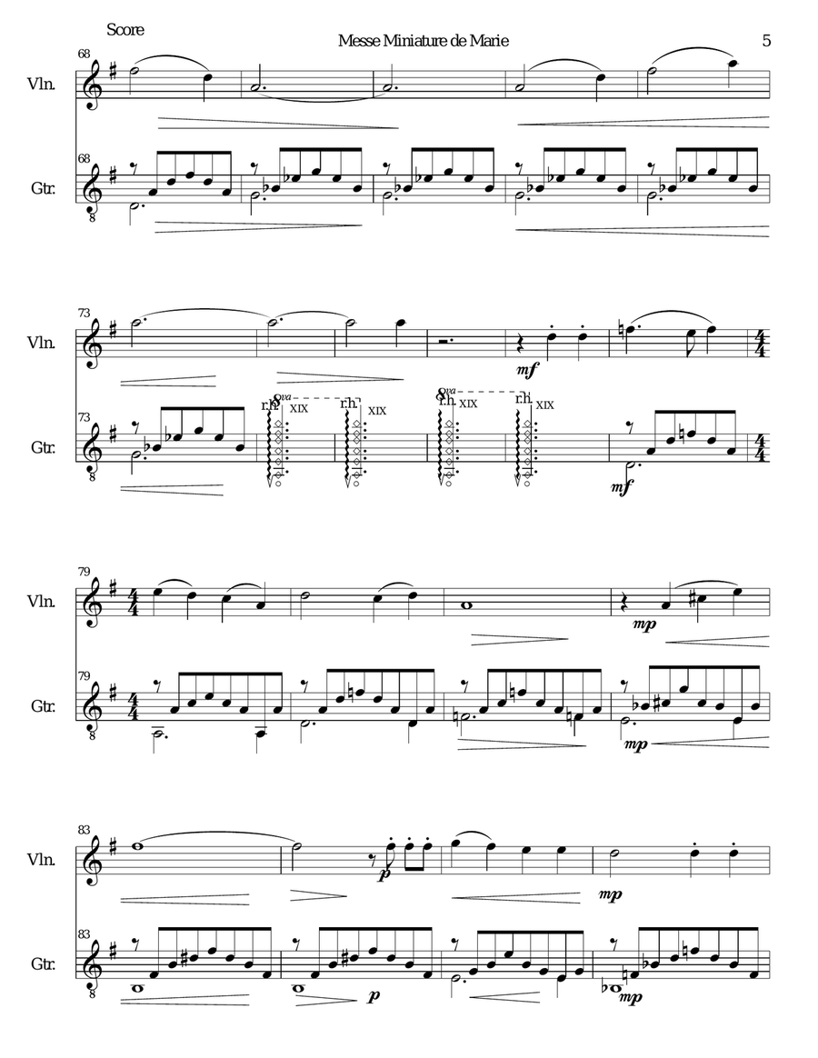 Messe miniature de Marie for violin and guitar String Duet scores gallery preview page 5