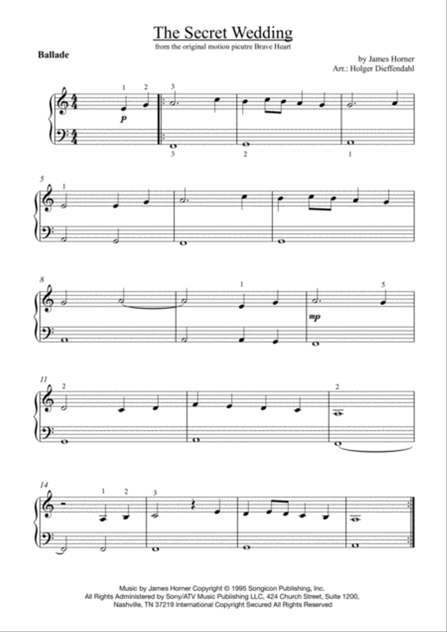 The Secret Wedding The Secret Wedding Easy Piano scores gallery preview page 1
