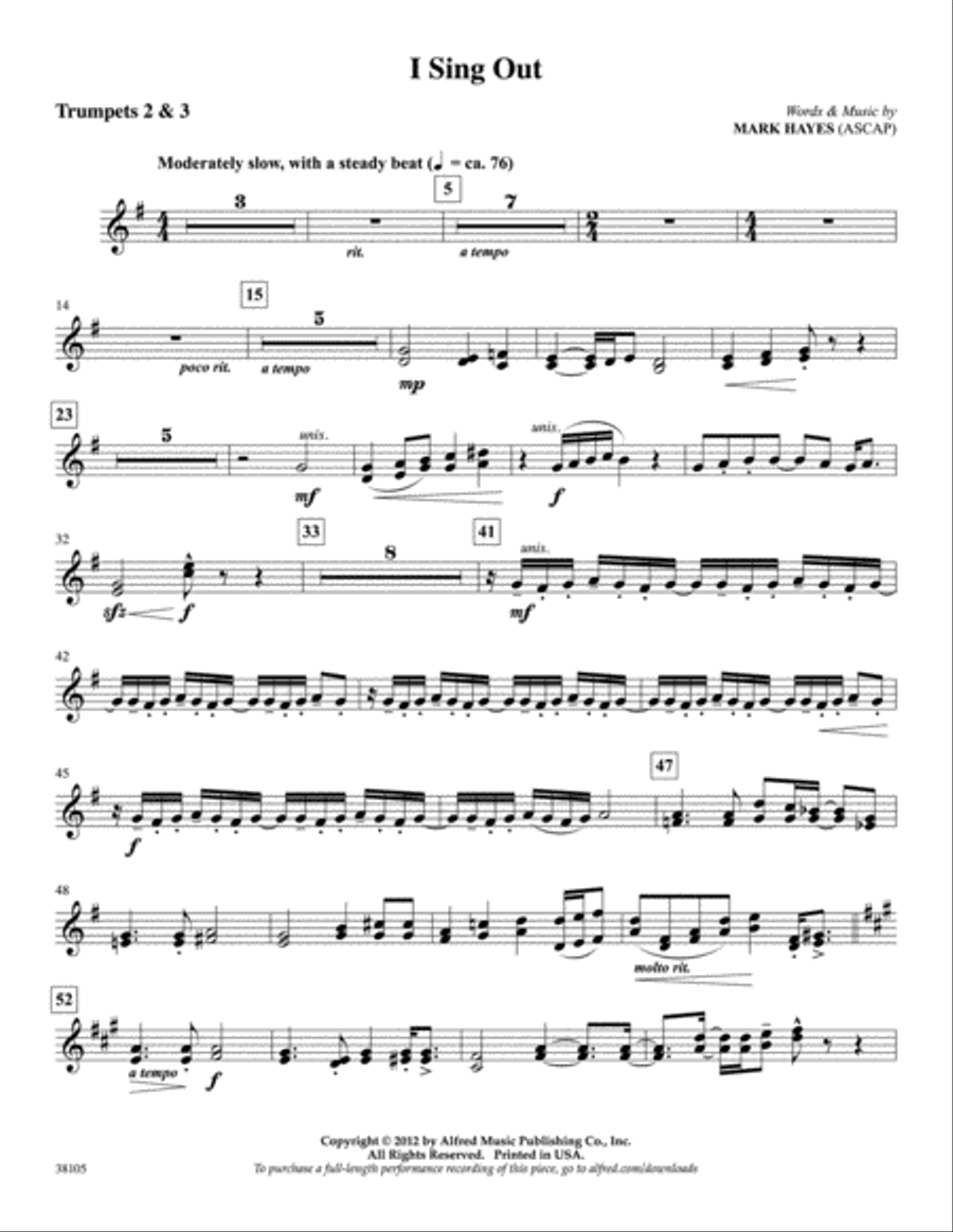 I Sing Out: 2nd & 3rd Trumpet Trumpet scores gallery preview page 1