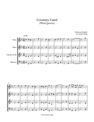 Coventry Carol (Wind Quartet)