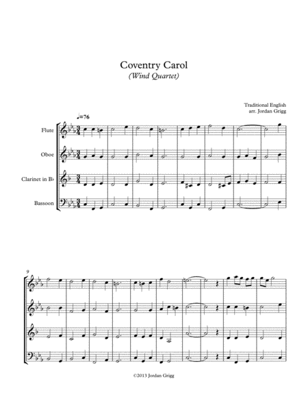 Coventry Carol (Wind Quartet) image number null