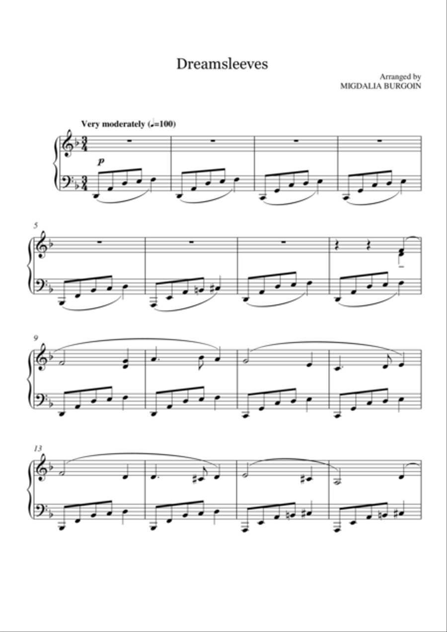 Dreamsleeves Piano Solo scores gallery preview page 1