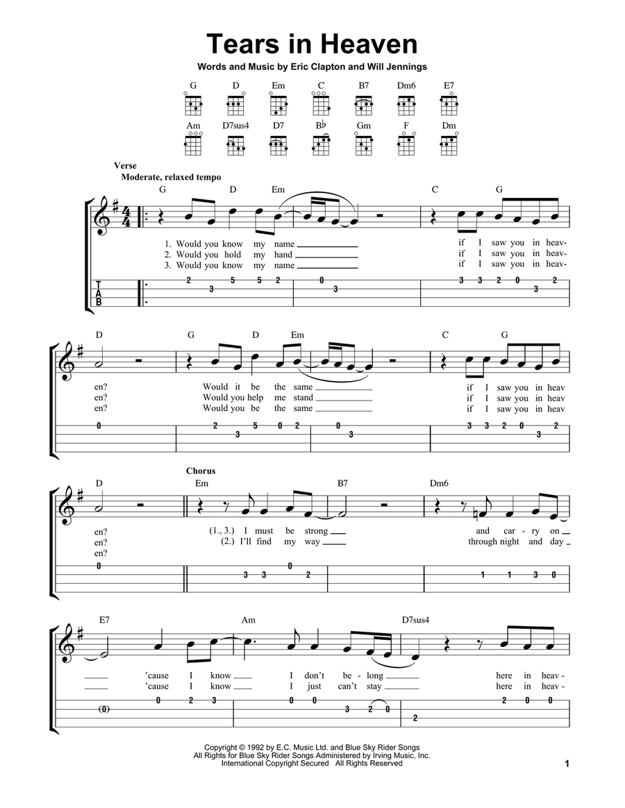 Tears In Heaven Ukulele scores gallery preview page 1