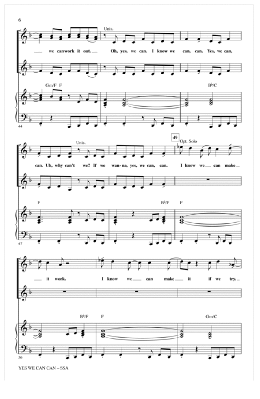 Yes We Can Can (arr. Kirby Shaw) SSA scores gallery preview page 5