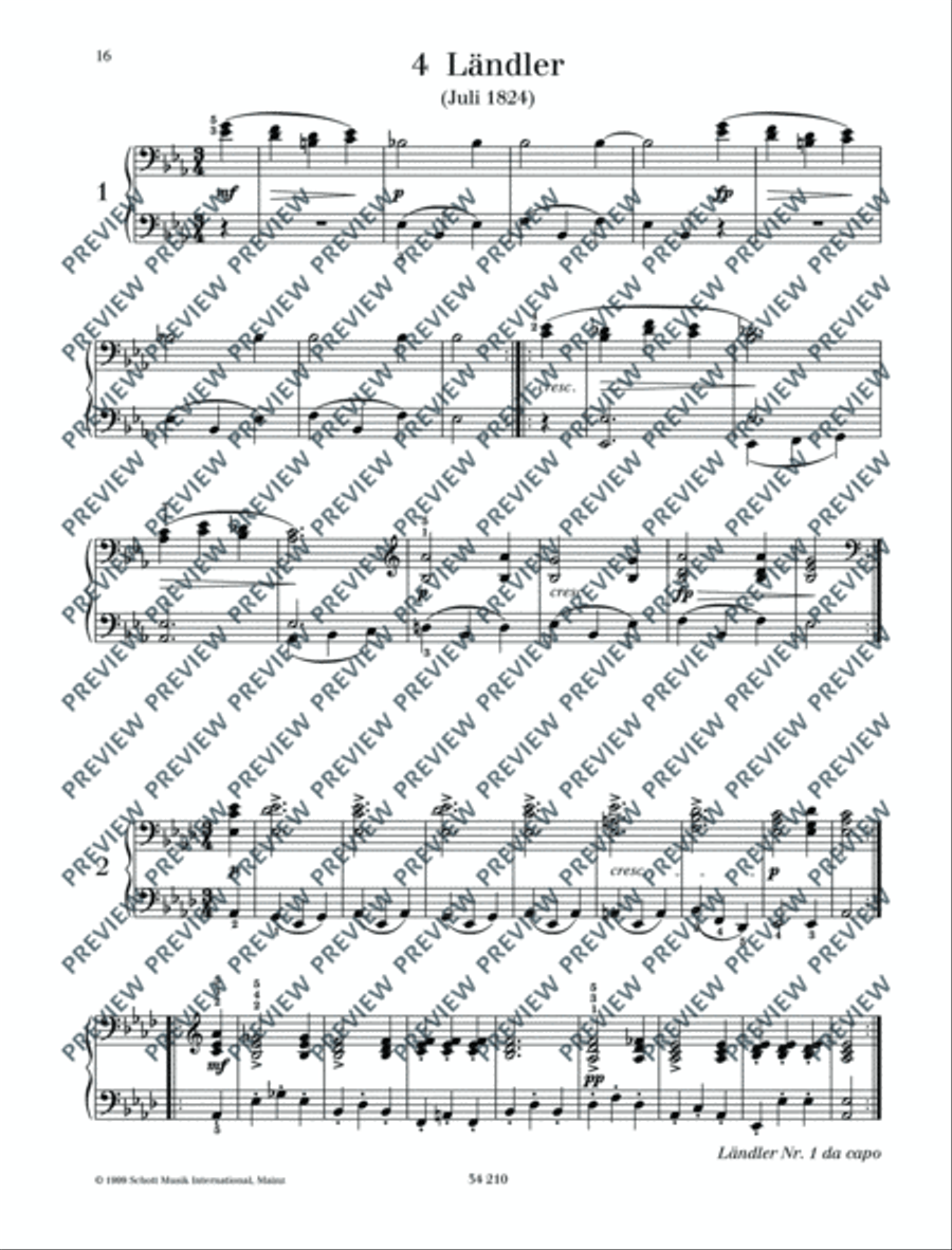 Ländler Piano Duet scores gallery preview page 17