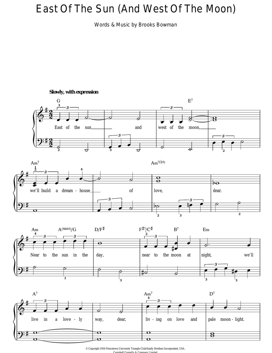 East Of The Sun (And West Of The Moon) Easy Piano scores gallery preview page 1
