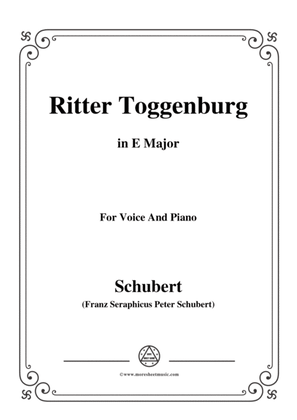 Schubert-Ritter Toggenburg,in E Major,for Voice&Piano