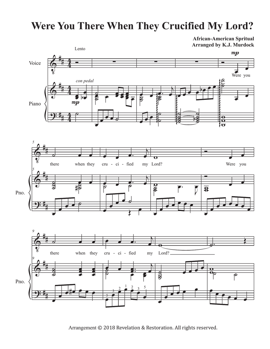 Were You There When They Crucified My Lord (baritone vocal solo with piano) Low Voice scores gallery preview page 1