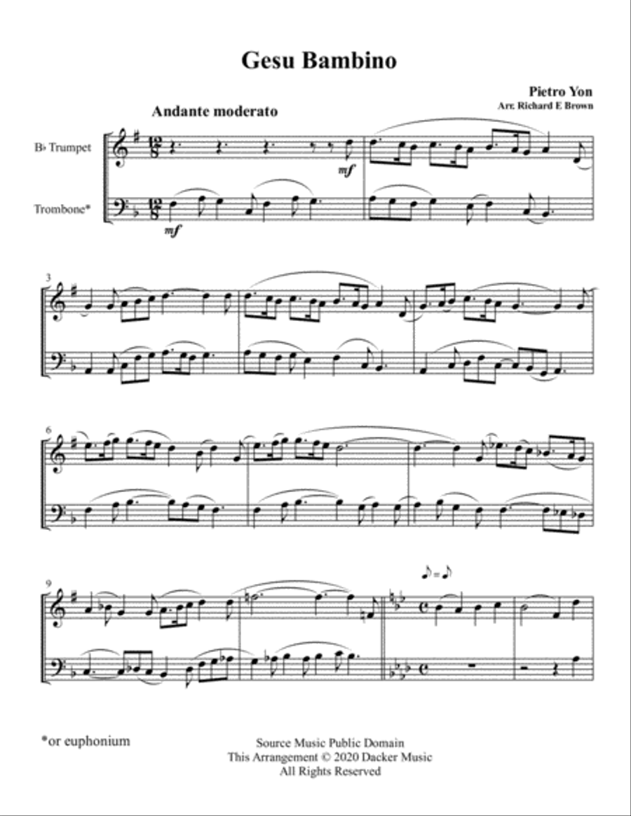 Gesu Bambino - Mixed Brass Duo Brass Duet scores gallery preview page 2