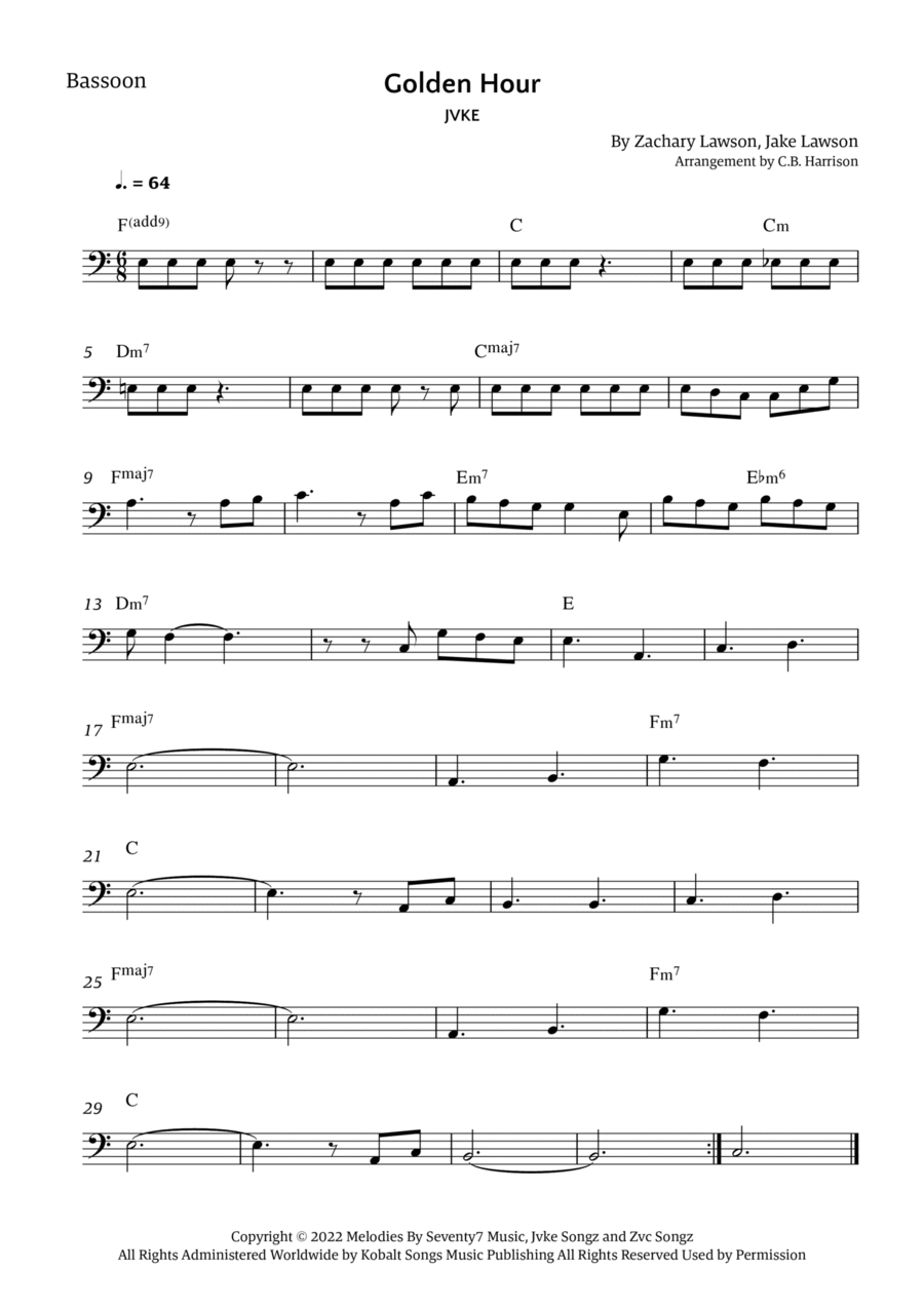 Golden Hour Bassoon Solo scores gallery preview page 1