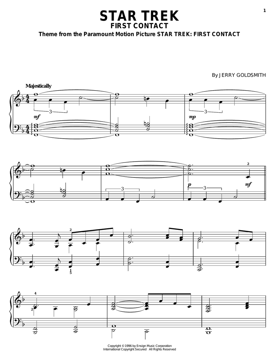Star Trek First Contact Star Trek First Contact Piano Solo scores gallery preview page 1