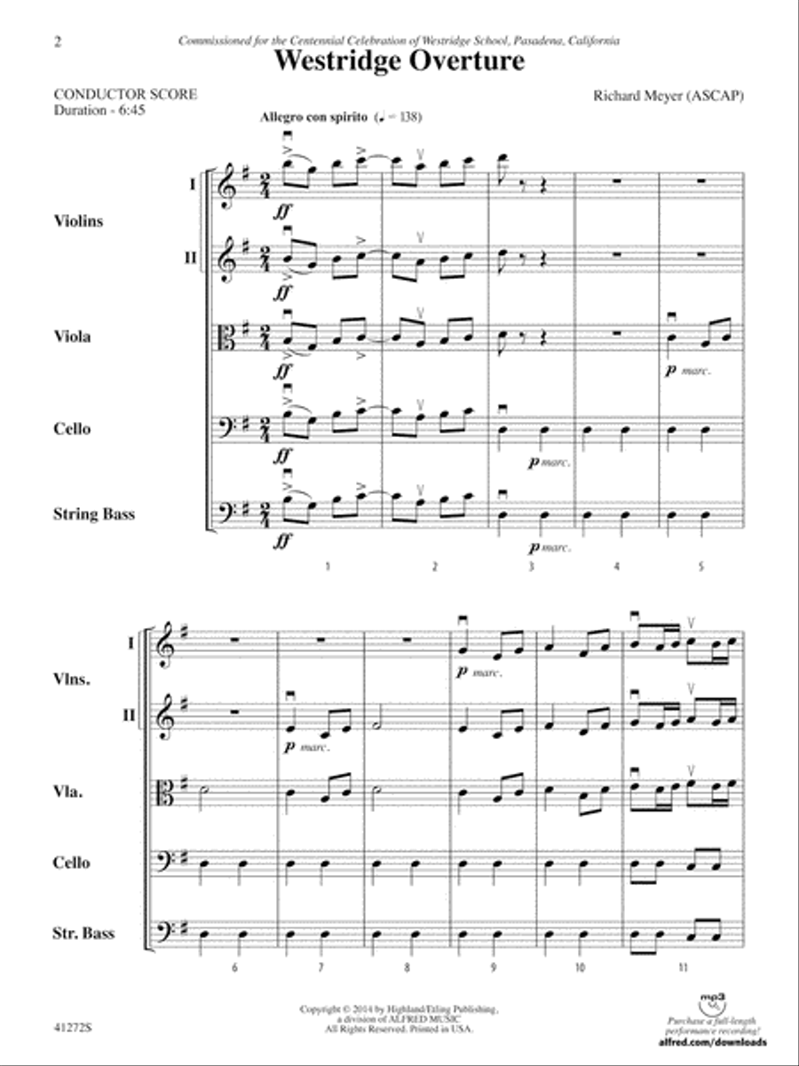 Westridge Overture: Score String Orchestra scores gallery preview page 2