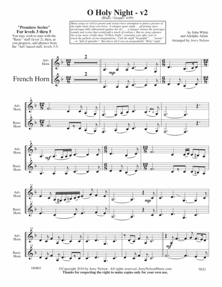 O Holy Night-v2 (Arrangements Level 3-5 for HORN + Written Acc) image number null