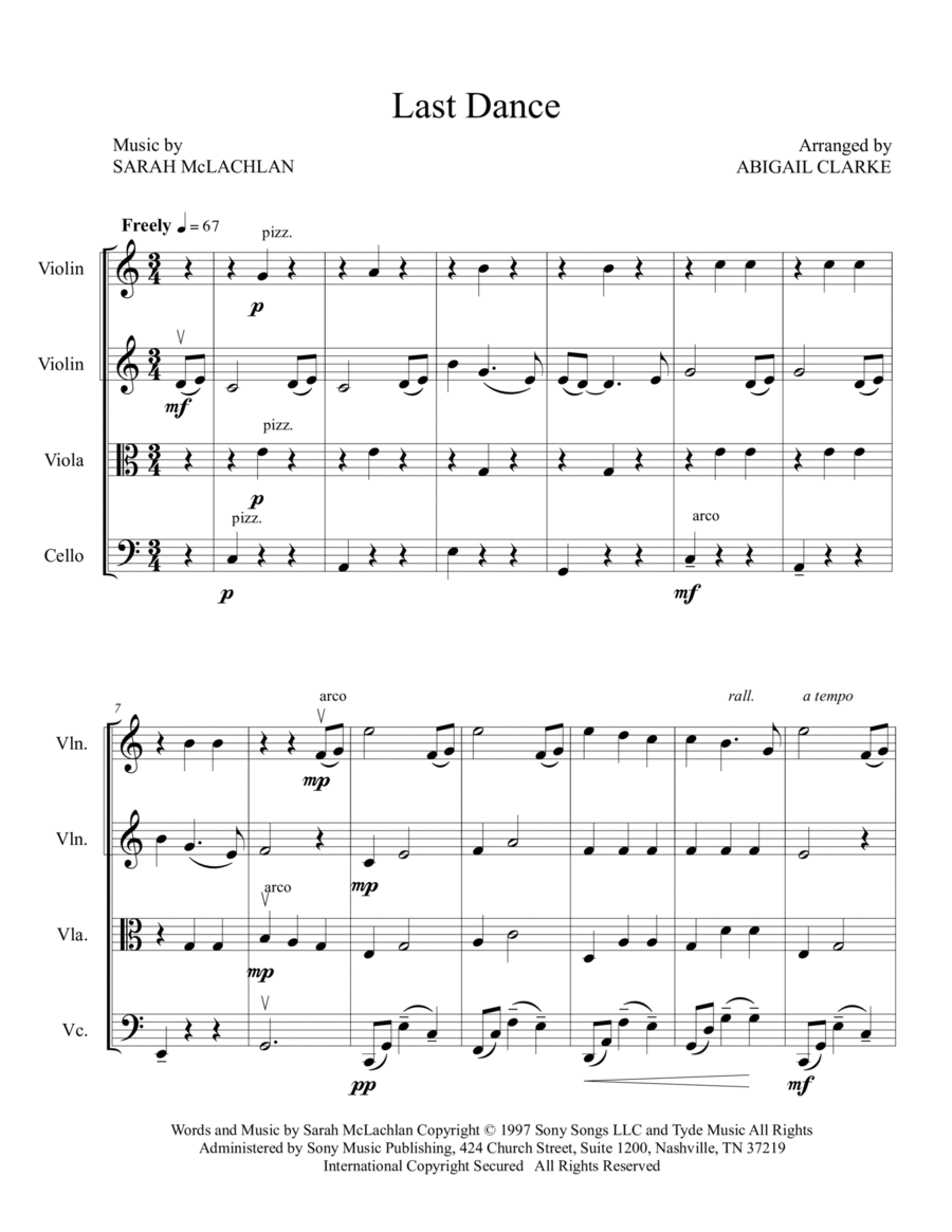 Last Dance String Quartet scores gallery preview page 1