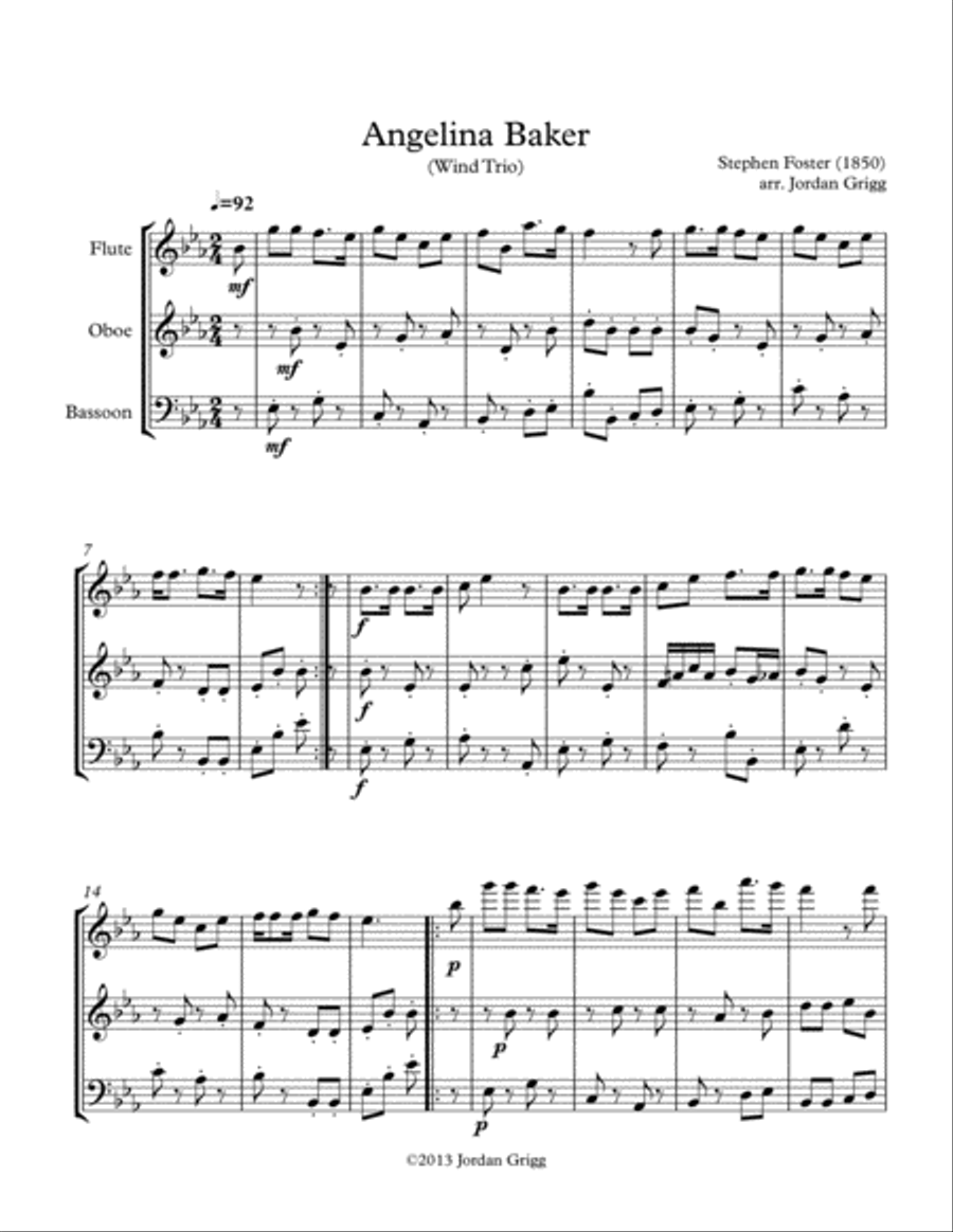 Angelina Baker (Wind Trio) Woodwind Trio scores gallery preview page 1