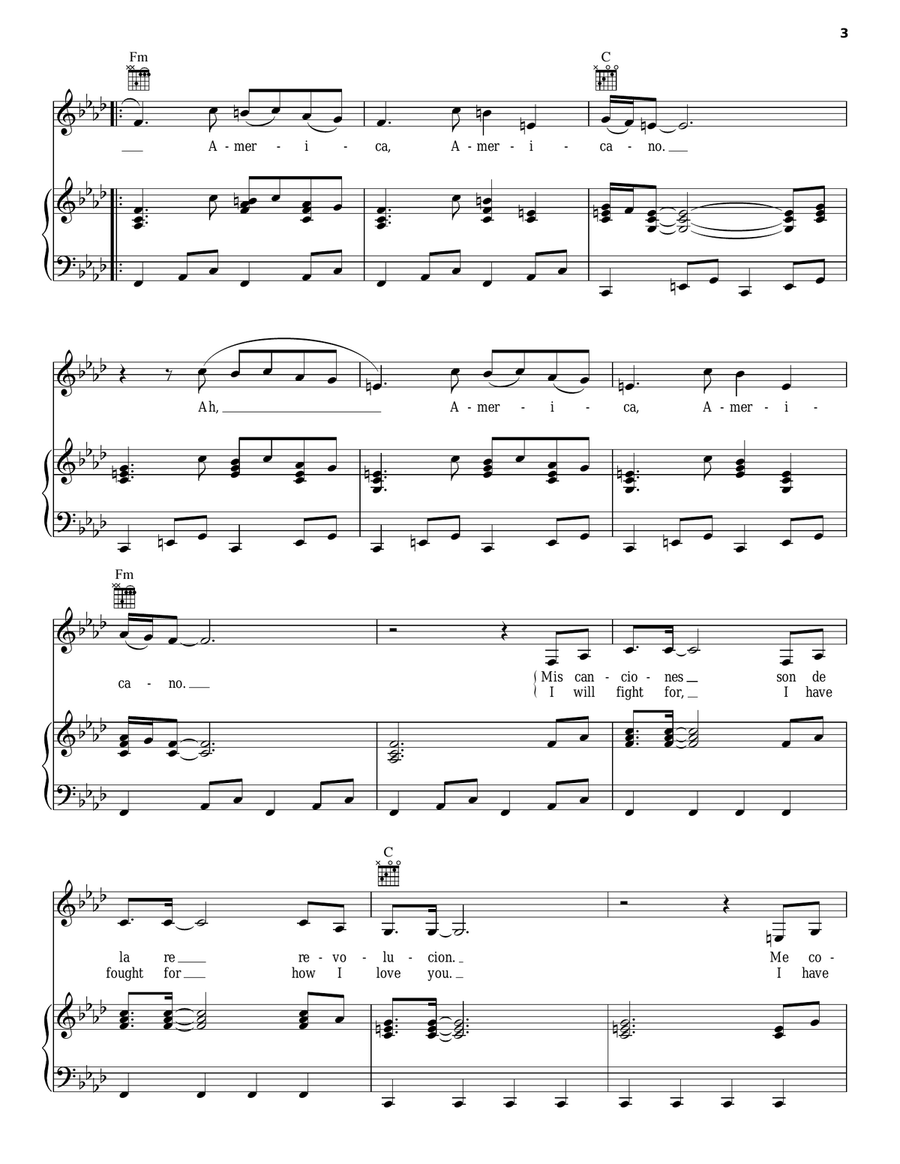Americano Piano, Vocal, Guitar scores gallery preview page 3