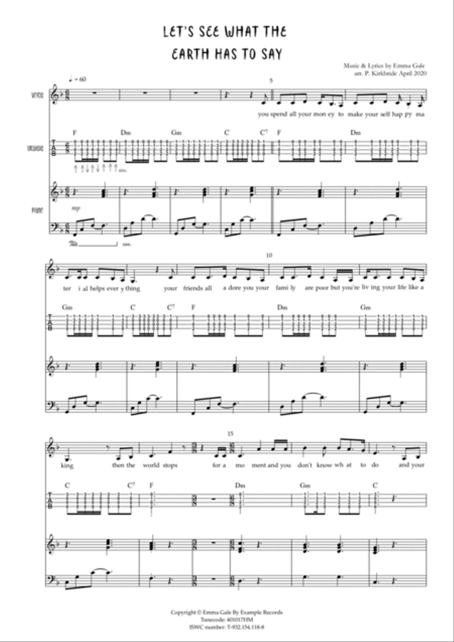 Let's See What the Earth Has to Say Piano scores gallery preview page 2