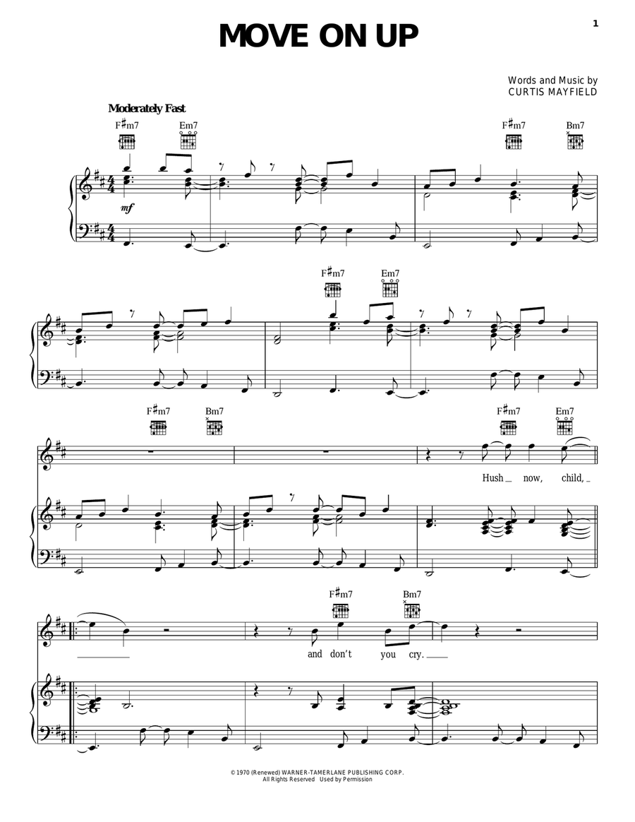 Move On Up Piano, Vocal, Guitar scores gallery preview page 1