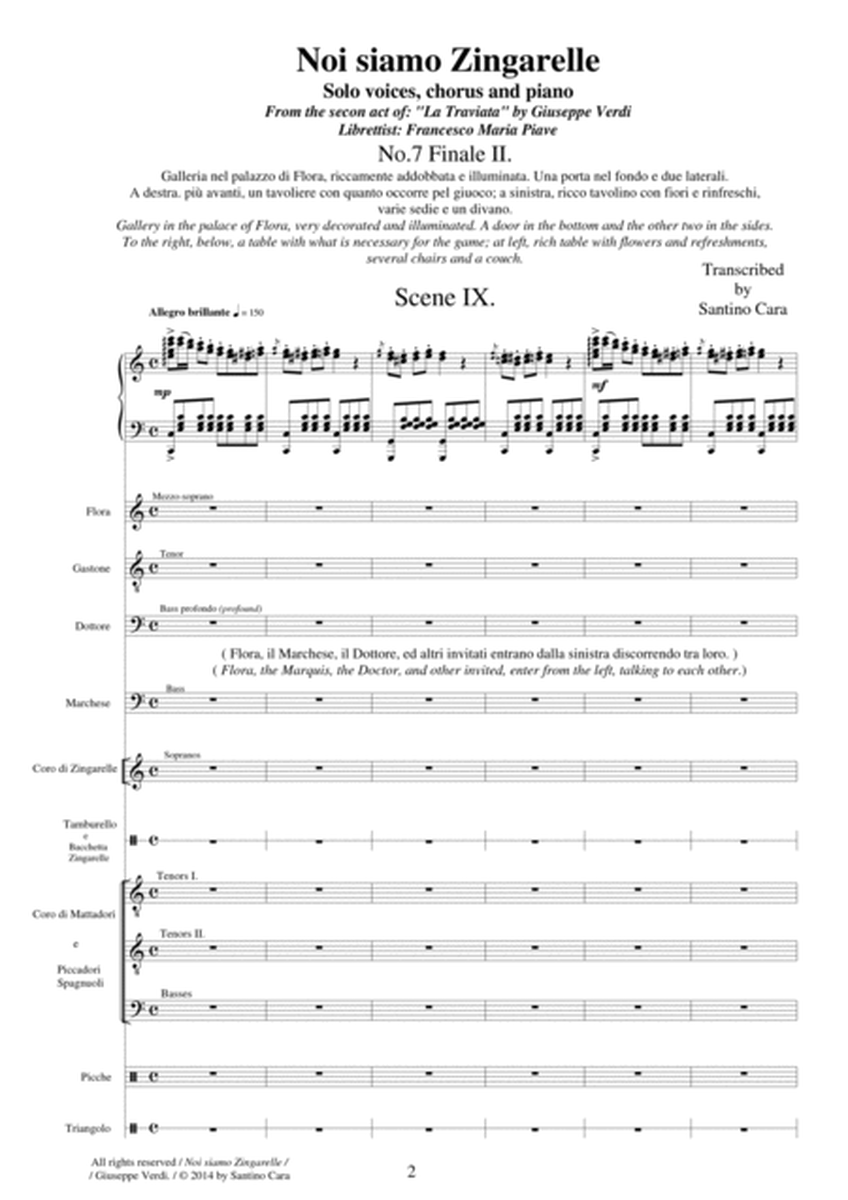 Verdi-La Traviata(Act2) Noi siamo zingarelle - Solo voices, choir and piano image number null