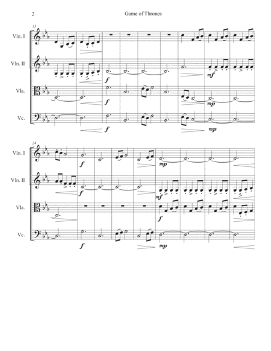 Game Of Thrones String Quartet scores gallery preview page 2