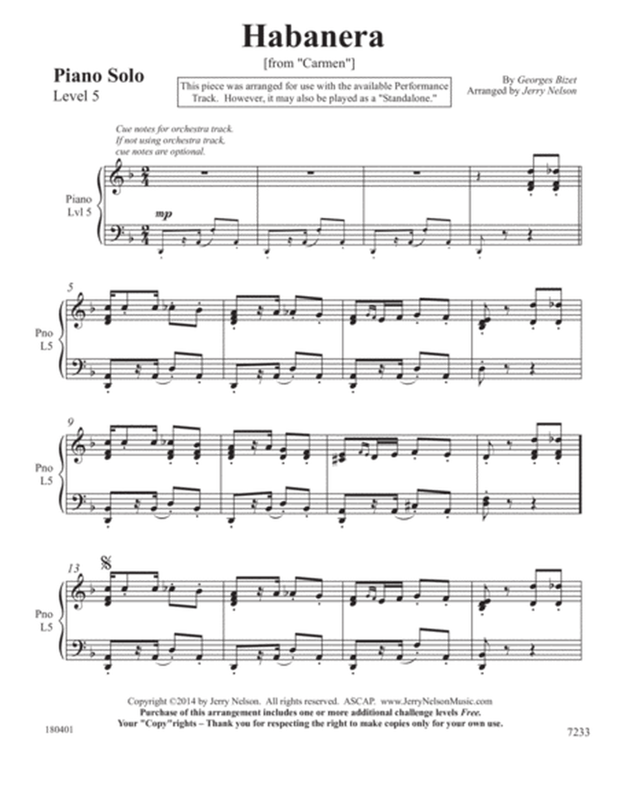 Habanera (Bizet) 3 for 1 PIANO Arrangements – Classical image number null