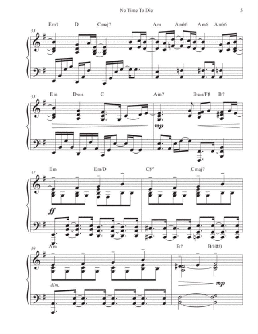 No Time To Die Piano Solo scores gallery preview page 5