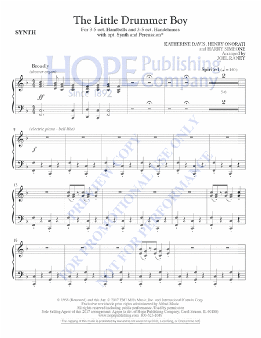 Little Drummer Boy Little Drummer Boy Handbell Choir scores gallery preview page 17
