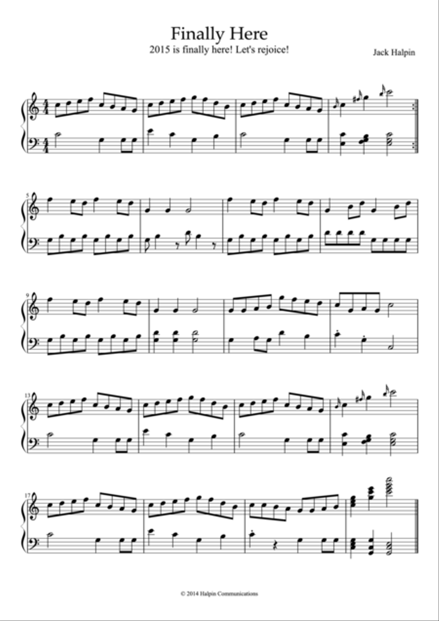 Finally Here Piano, Vocal, Guitar scores gallery preview page 1