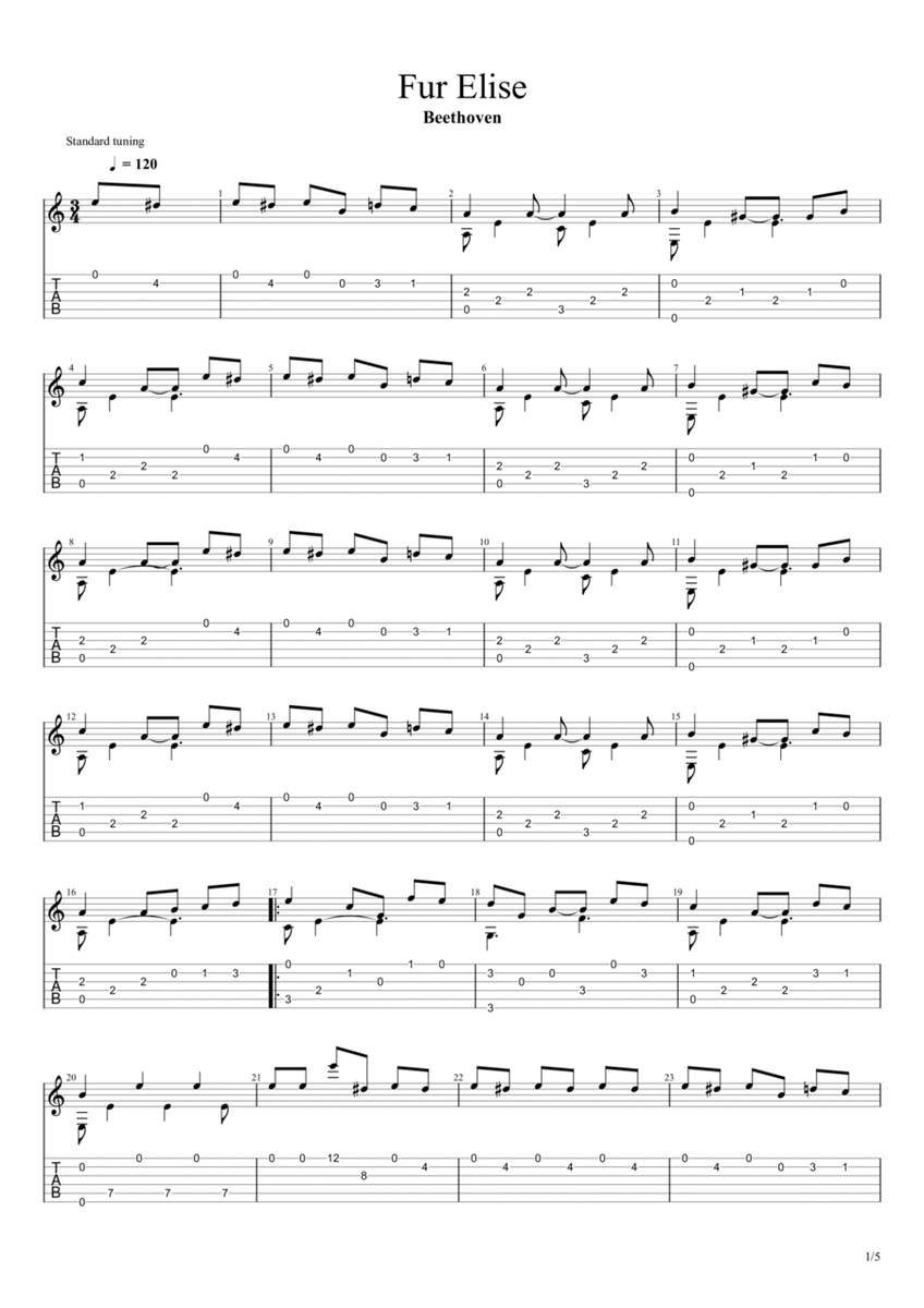 Fur Elise (Bagatelle No. 25 in A minor (WoO 59, Bia 515) (Ludwig van Beethoven) image number null