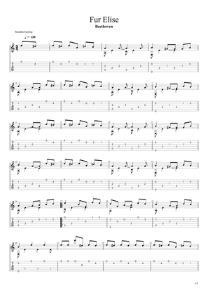 Fur Elise (Bagatelle No. 25 in A minor (WoO 59, Bia 515) (Solo Fingerstyle Guitar Tab)