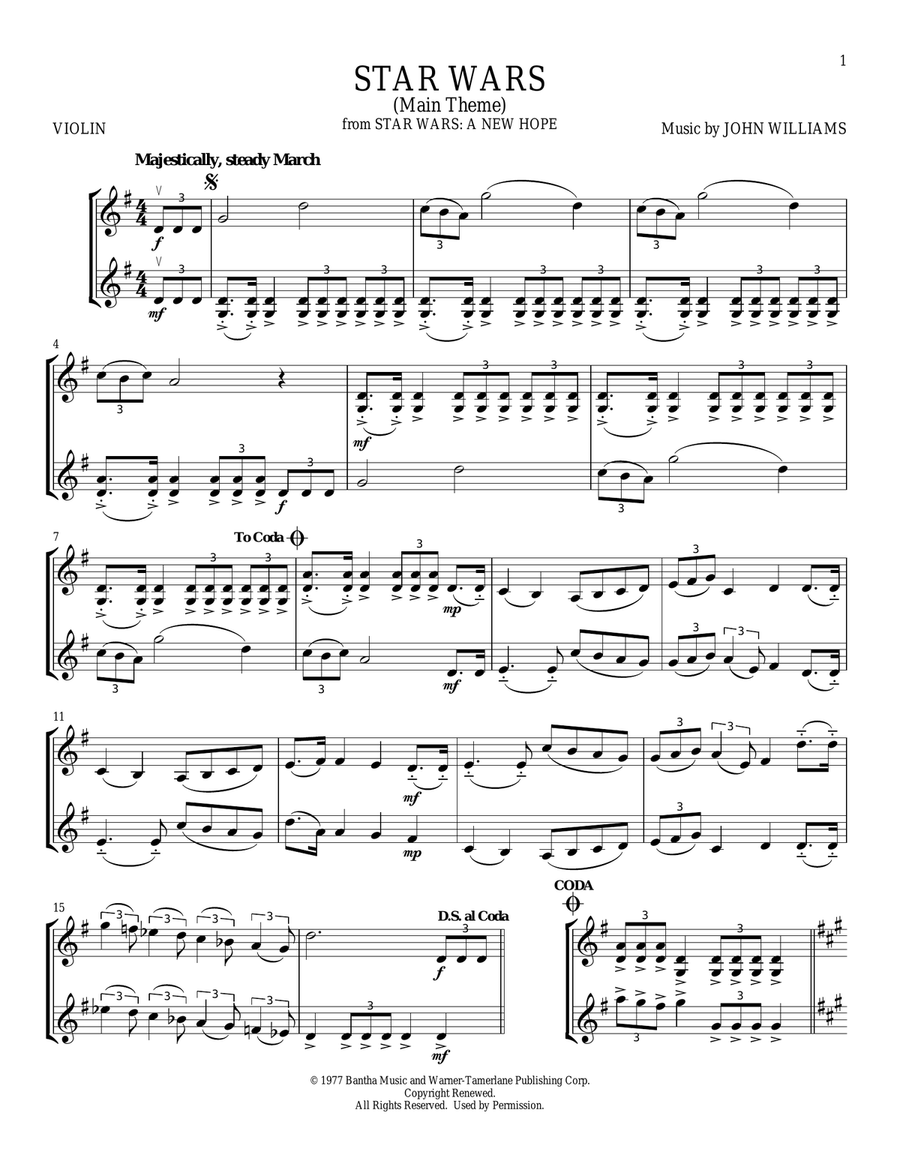 Star Wars (Main Theme) String Duet scores gallery preview page 1