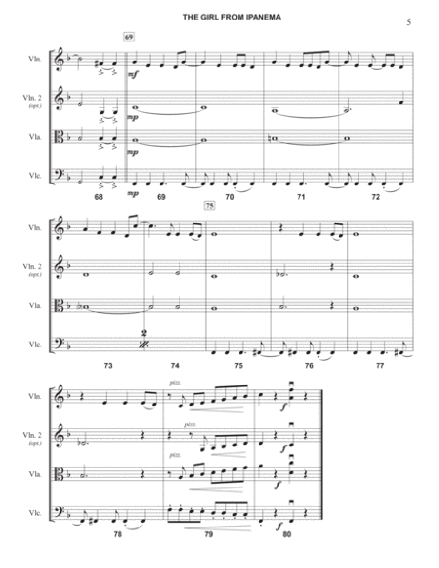 The Girl From Ipanema (Garota De Ipanema) String Quartet scores gallery preview page 5
