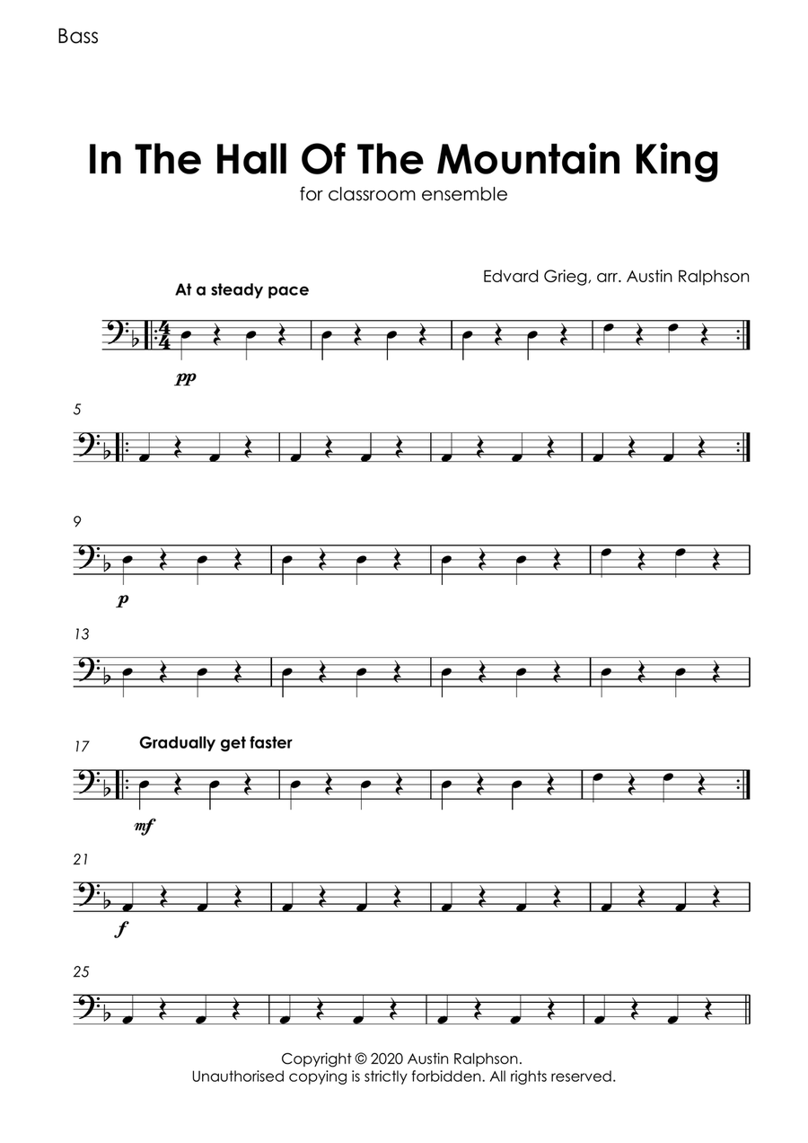 HALLOWEEN: In The Hall Of The Mountain King with backing track - Classroom Ensemble Bassoon scores gallery preview page 4