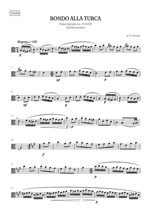 Rondo Alla Turca (Turkish March) • viola sheet music