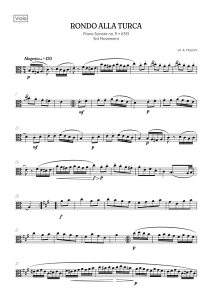 Rondo Alla Turca (Turkish March) • viola sheet music image number null