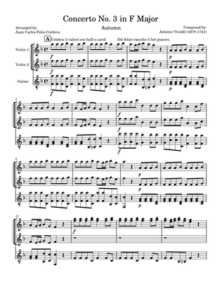 Autumn (from The Four Seasons) arr. for 2 Violins and 1 Guitar